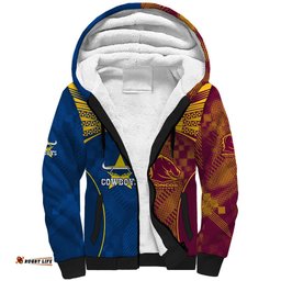 NRL Cowboys and Broncos Sherpa Hoodie Sporty Style