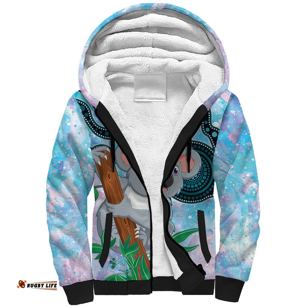 Australia Opal Koala Sherpa Hoodie Aussie Aboriginal Art