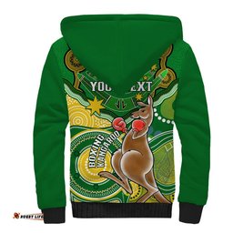 Personalised Australia Boxing Kangaroo Sherpa Hoodie Aussie Indigenous Art Mix National Color