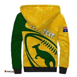 Personalised Aussie Wallabies Sherpa Hoodie Rugby World Cup Sporty Dynamic