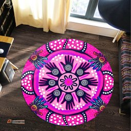Australia Aboriginal Inspired Round Rug - Aboriginal Inspired Dot Art Painting Friendship and Unity Concept Round Rug