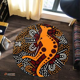 Australia Aboriginal Inspired Round Rug - Aboriginal Inspired art background with kangaroo Round Rug