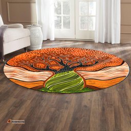 Australia Aboriginal Inspired Round Rug - Indigenous Boab Tree Art Aboriginal Inspired Round Rug