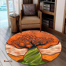 Australia Aboriginal Inspired Round Rug - Indigenous Boab Tree Art Aboriginal Inspired Round Rug