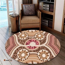 Australia Aboriginal Round Rug - Aboriginal Dot Art Style Painting Inspired Round Rug