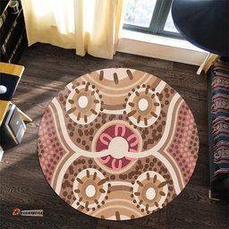 Australia Aboriginal Round Rug - Aboriginal Dot Art Style Painting Inspired Round Rug