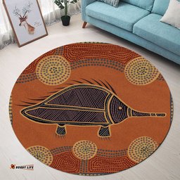 Australia Aboriginal Inspired Round Rug - Echidna Aboriginal Styled Dot Painting Artwork Round Rug
