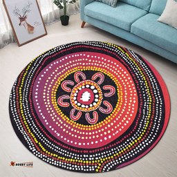 Australia Aboriginal Round Rug - Aboriginal Dot Art Design Round Rug