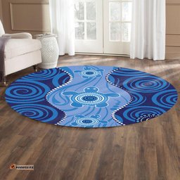 Australia Aboriginal Inspired Round Rug - Aboriginal Dot Art Vector Painting With Turtle Round Rug