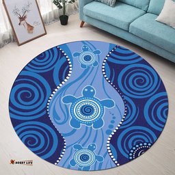 Australia Aboriginal Inspired Round Rug - Aboriginal Dot Art Vector Painting With Turtle Round Rug