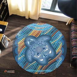 Australia Aboriginal Inspired Round Rug - Aboriginal Inspired Art Ocean Turtle Patterns Round Rug