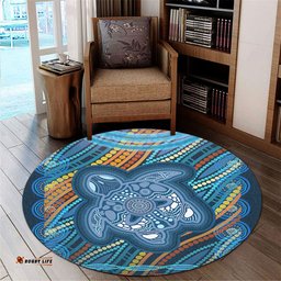 Australia Aboriginal Inspired Round Rug - Aboriginal Inspired Art Ocean Turtle Patterns Round Rug