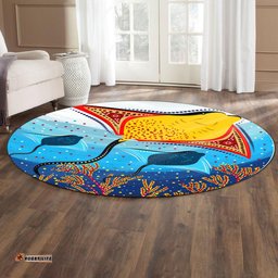 Australia Aboriginal Inspired Round Rug - Indigenous Stingray Aboriginal Inspired art Round Rug