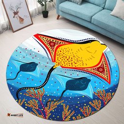 Australia Aboriginal Inspired Round Rug - Indigenous Stingray Aboriginal Inspired art Round Rug