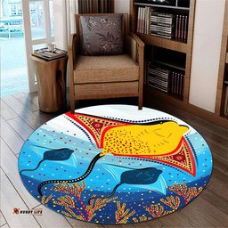Australia Aboriginal Inspired Round Rug - Indigenous Stingray Aboriginal Inspired art Round Rug