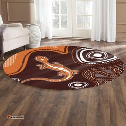 Australia Aboriginal Inspired Round Rug - Aboriginal Art Background With Lizard Style Round Rug