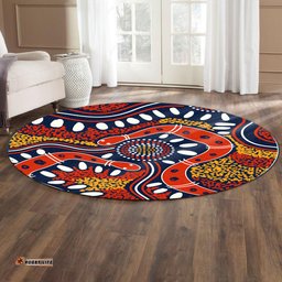 Australia Aboriginal Inspired Round Rug - Aboriginal Inspired Dot Art Painting Snakes Artwork Round Rug