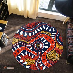 Australia Aboriginal Inspired Round Rug - Aboriginal Inspired Dot Art Painting Snakes Artwork Round Rug
