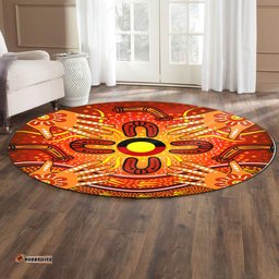 Australia Aboriginal Inspired Round Rug - Aboriginal Inspired Dot Art Hands Painting Round Rug