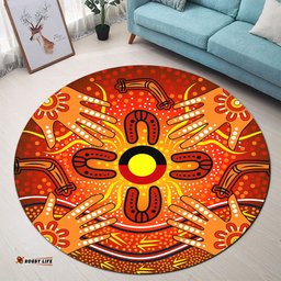 Australia Aboriginal Inspired Round Rug - Aboriginal Inspired Dot Art Hands Painting Round Rug
