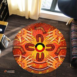 Australia Aboriginal Inspired Round Rug - Aboriginal Inspired Dot Art Hands Painting Round Rug