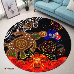 Australia Aboriginal Inspired Round Rug - Naidoc with Australia Flag and Aboriginal Inspired Dot Pattern Round Rug