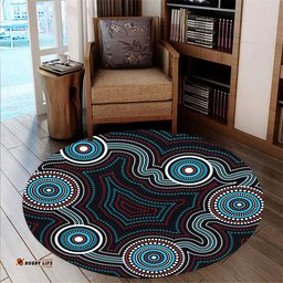 Australia Aboriginal Inspired Round Rug - Indigenous Dot Art Background Round Rug
