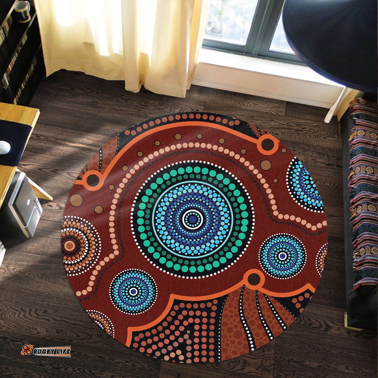 Australia Aboriginal Inspired Round Rug - Aboriginal Art Vector Background Round Rug