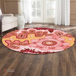 Australia Aboriginal Inspired Round Rug - Aboriginal Inspired Pattern Dot Painting Style Round Rug