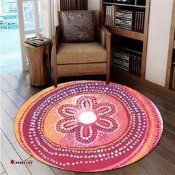 Australia Dot Painting Inspired Aboriginal Round Rug - Aboriginal Style Dot Round Rug