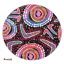 Australia Dot Painting Inspired Aboriginal Round Rug - Boomerang From Aboriginal Art Round Rug