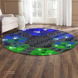 Australia Aboriginal Inspired Round Rug - Aboriginal Inspired Dot Painting Art Indigenous Patterns Round Rug
