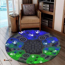 Australia Aboriginal Inspired Round Rug - Aboriginal Inspired Dot Painting Art Indigenous Patterns Round Rug