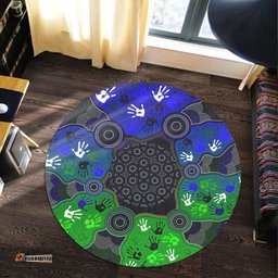 Australia Aboriginal Inspired Round Rug - Aboriginal Inspired Dot Painting Art Indigenous Patterns Round Rug