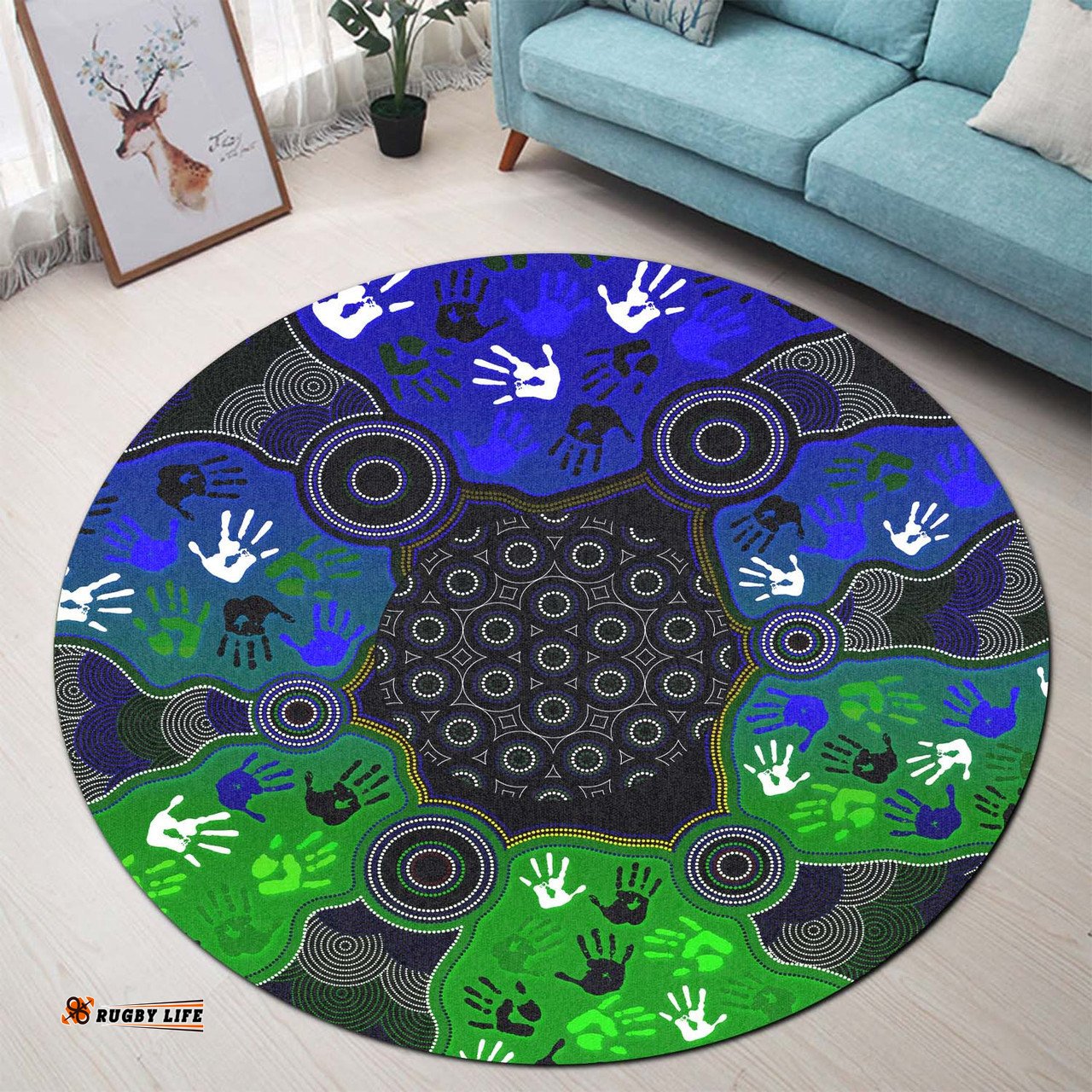 Australia Aboriginal Inspired Round Rug - Aboriginal Inspired Dot Painting Art Indigenous Patterns Round Rug