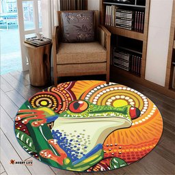 Australia Aboriginal Inspired Round Rug - Indigenous Frog Dot Art Painting Round Rug