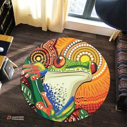 Australia Aboriginal Inspired Round Rug - Indigenous Frog Dot Art Painting Round Rug