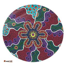 Australia Aboriginal Round Rug - Aboriginal Dot Art Color Inspired Round Rug