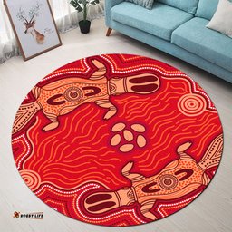 Australia Aboriginal Inspired Round Rug - Aboriginal Inspired Dot Art Painting Aussie Platypus Round Rug