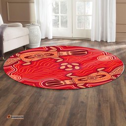 Australia Aboriginal Inspired Round Rug - Aboriginal Inspired Dot Art Painting Aussie Platypus Round Rug
