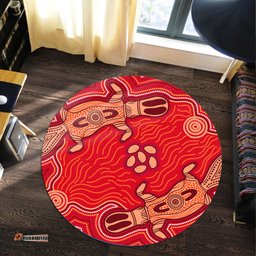 Australia Aboriginal Inspired Round Rug - Aboriginal Inspired Dot Art Painting Aussie Platypus Round Rug