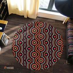 Australia Aboriginal Inspired Round Rug - Aboriginal Dot Art Vector Seamless Pattern Background Round Rug