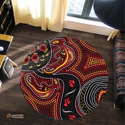 Australia Aboriginal Inspired Round Rug - Indigenous dot art kangaroo background Round Rug