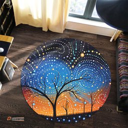 Australia Aboriginal Round Rug - Australian Dreamtime Story Of A Night Sky Round Rug