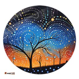 Australia Aboriginal Round Rug - Australian Dreamtime Story Of A Night Sky Round Rug