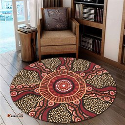 Australia Aboriginal Round Rug - Brown Aboriginal Style Dot Painting Round Rug