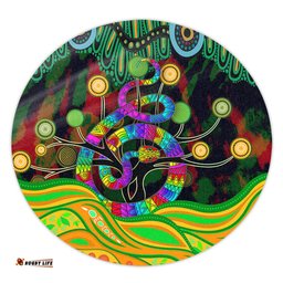 Australia Aboriginal Round Rug - Australia Rainbow Snake And Tree Aboriginal Style Round Rug