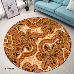 Australia Aboriginal Round Rug - Aboriginal Art Background Connection Concept Round Rug