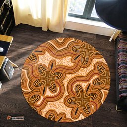 Australia Aboriginal Round Rug - Aboriginal Art Background Connection Concept Round Rug