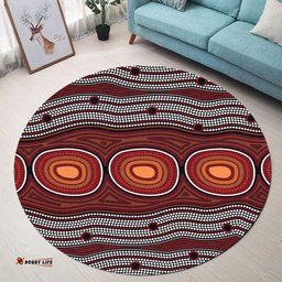 Australia Aboriginal Inspired Round Rug - Aboriginal Connection Concept Artwork Round Rug